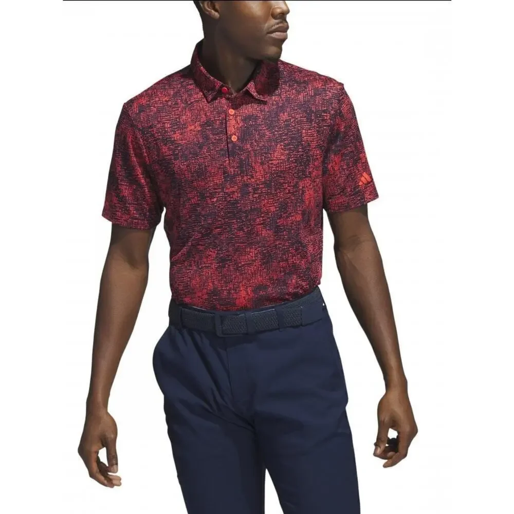 Adidas Golf Polo Aerial Jacquard Red Black Medium NWT